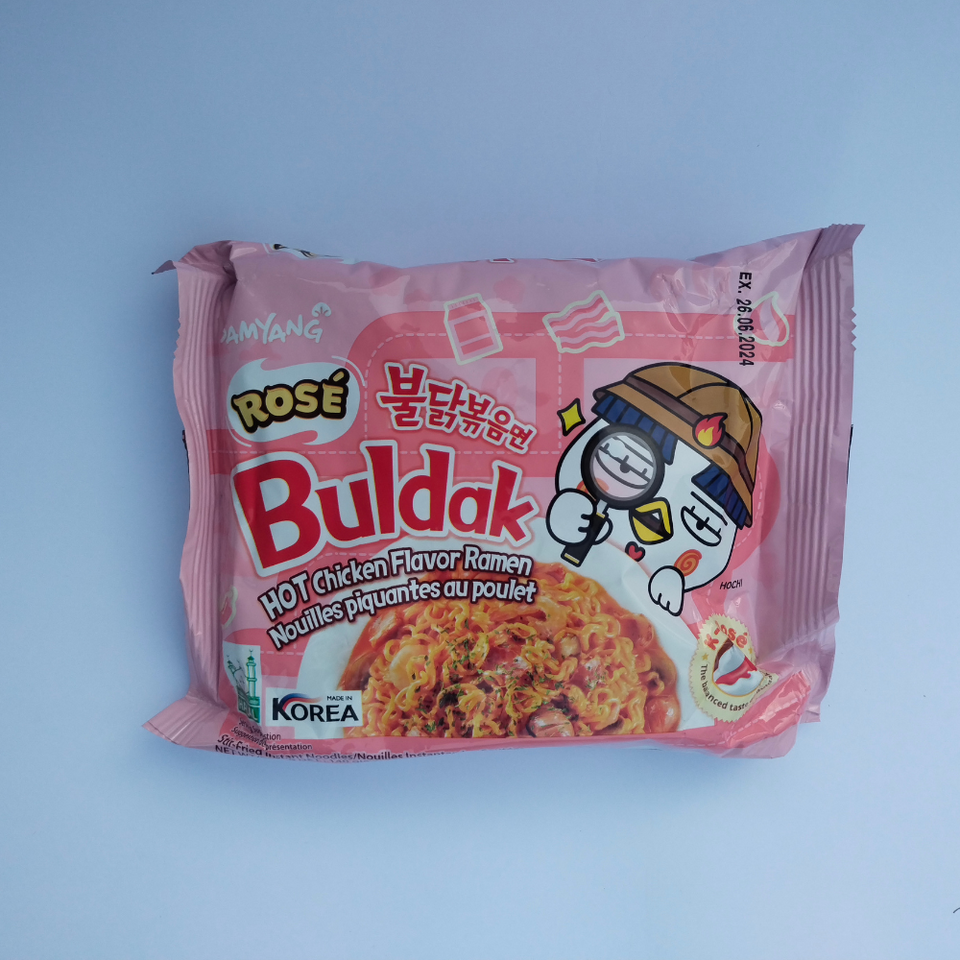 Samyang Buldak Rose Hot Chicken Flavor Ramen photo with white background